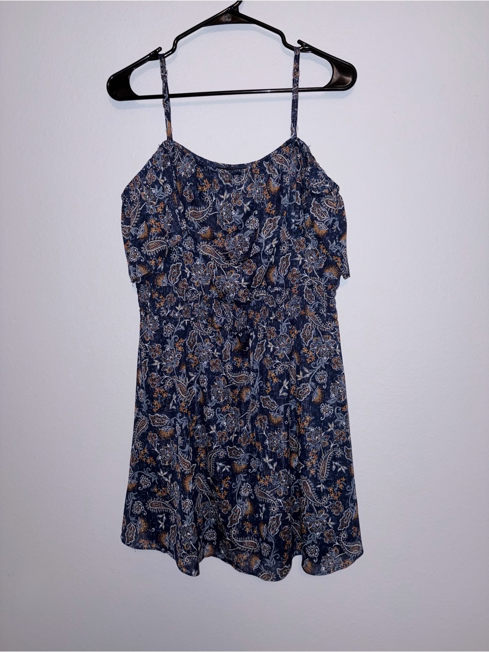 BCX Dress Spaghetti Strap Elastic Off The Shoulder Ruffle Size L